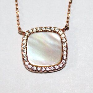 Sterling Silver Rose Gold Tone Mother Of Pearl Necklace